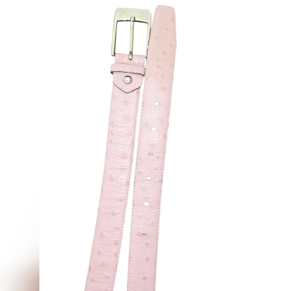Belvedere 2001 Men's Rose Pink Exotic Ostrich Quill Belt
